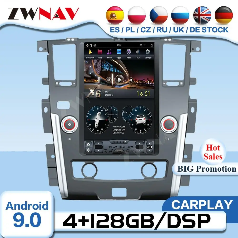 

Tesla Screen Android 9.0 Video Player For Nissan Patrol 2010 2011 2012 2013 2014 2015-2017 Radio Receiver Audio Stereo Head Unit