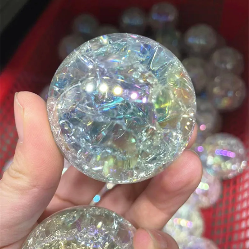 Arcoíris Angel Aura, cristales de cuarzo, esfera, piedras y minerales, bola de cristal, decoración del hogar, artesanía Feng Shui