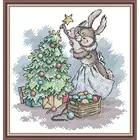 Набор для вышивки крестиком с изображением мультяшного кролика, игла и нитки, набор для шитья, Рождественские декоративные подарки