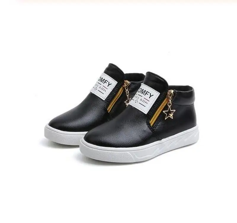 Весенне осенние модные детские ботинки для мальчиков и девочек Кожаные