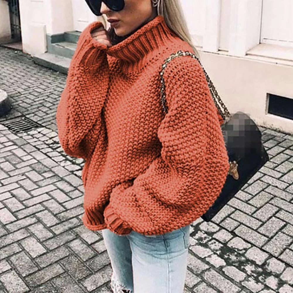 Jocoo Jolee Women Vintage Loose Sweater Autumn Winter Long Sleeve Turtleneck Knitte Pullover Warm Thick Twist Jumper Female Tops | Женская