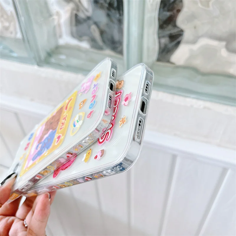 

Cute Cartoon Clear Soft TPU Capa For iPhone 11 12 Pro Max 7 8 Plus X XR XS Max 12 Mini SE 2020 Transparent Mobile Phone Case