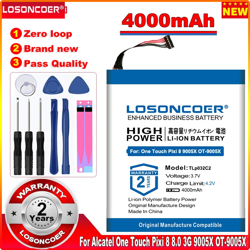 Аккумулятор LOSONCOER TLp032C2 TLp032CC 4000 мАч для Alcatel One Touch Pixi 8 8,0 3G 9005X