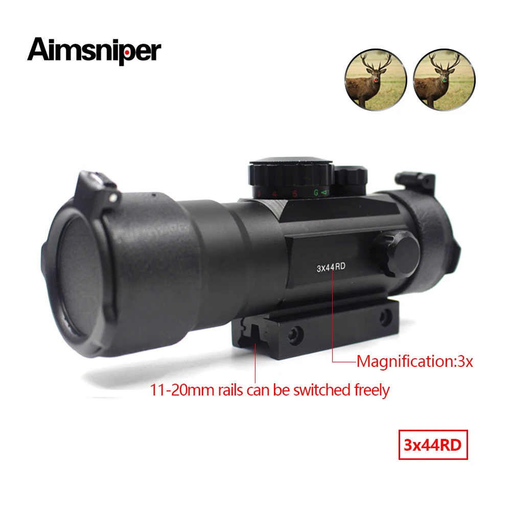 

HighDefinition 3X44 Reflex Red Green Dot Sight Hunting Optics Tactical Riflescope Fit 11 20mm Rail Outdoor Equipment For Airsoft