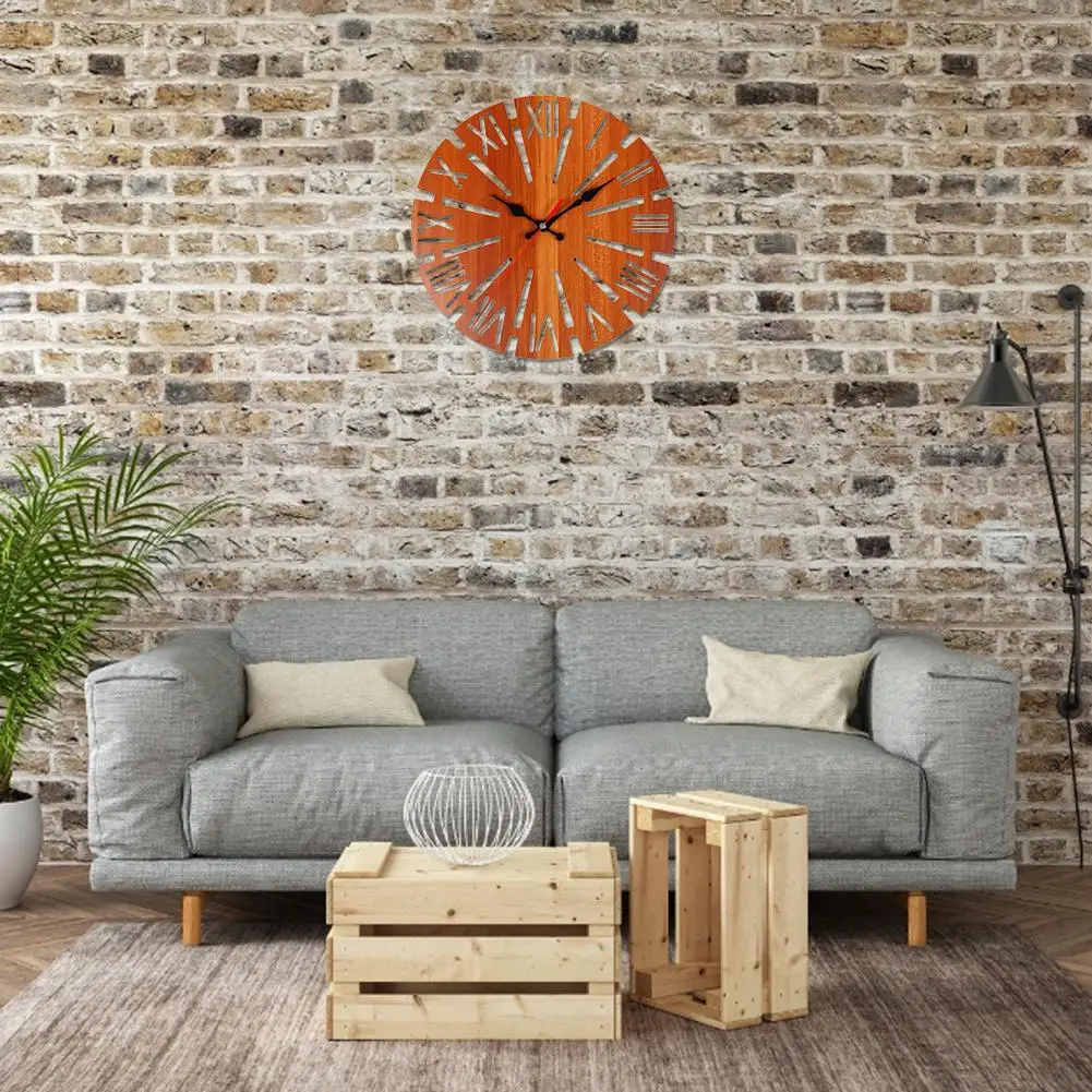 12 Inch Retro Wooden Wall Clock Silent Non Ticking Quartz Home Living Room Decoration Round Watch zegar scienny | Дом и сад