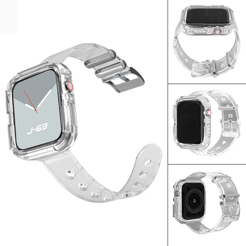 

For iWatch Transparent Limited Protective Shell Anti-drop One-piece Integrated Sports Strap Suitable for Apple Watch 34567