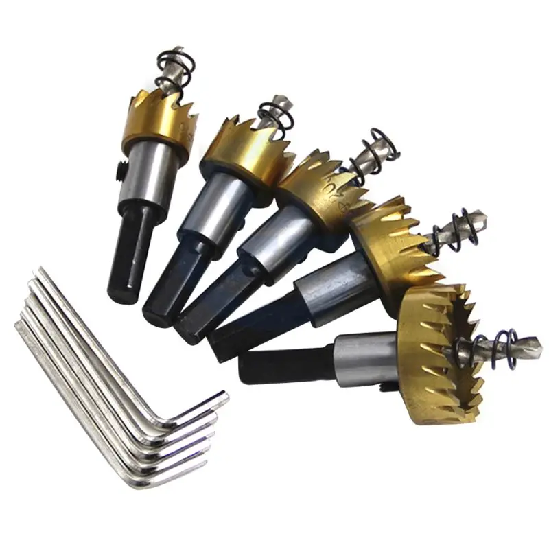 

5pcs/set HSS Carbide Tip Drill Bit Hole Opener Wrench Saw Cutter Tool for Metal N1HF