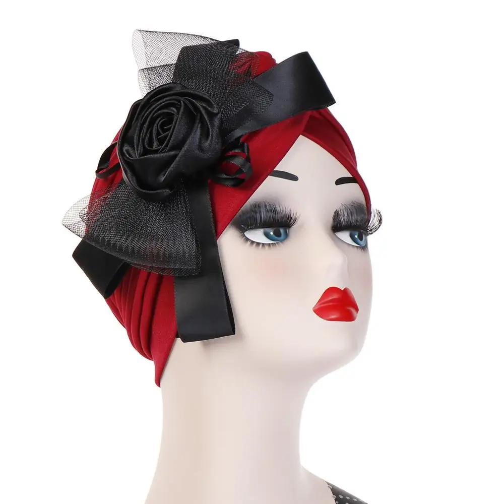 Новый модный индийский головной убор с цветами сетчатый бант мусульманский