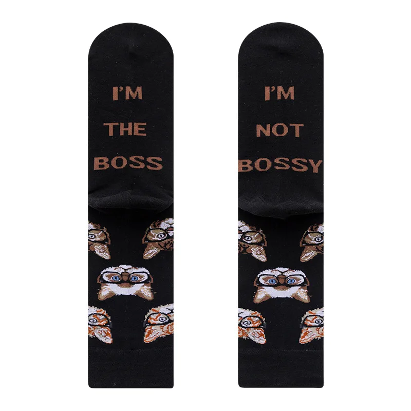 

6 Pairs/Sets Happy Colorful Socks Men And Women Ltter Beer Coffee Fork Cat Socks Multi-element Color Cotton High Quality Socks