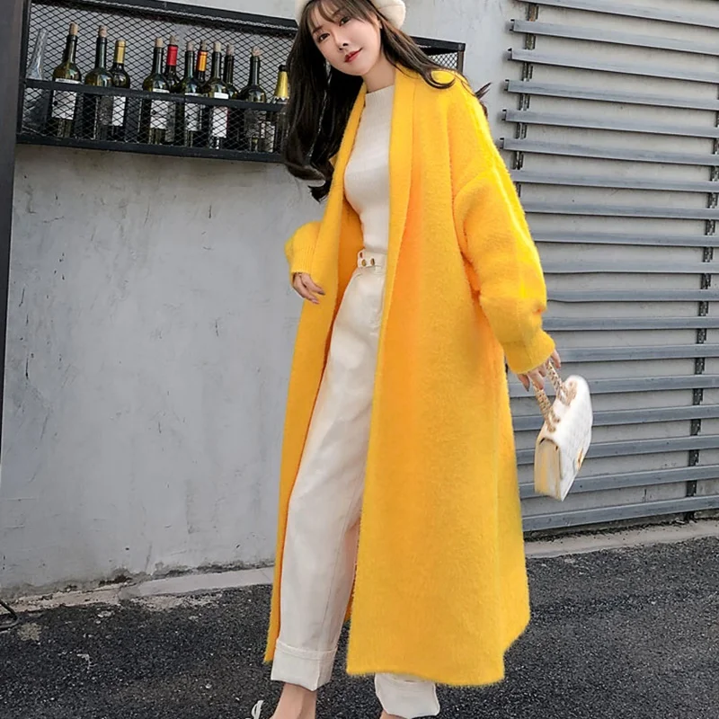 2020 Autumn New Cardigan Sweater Lantern Sleeve Loose Plus-Sized Casual Sweat Oversize Femme Long Coat Womens Sweater AA5518