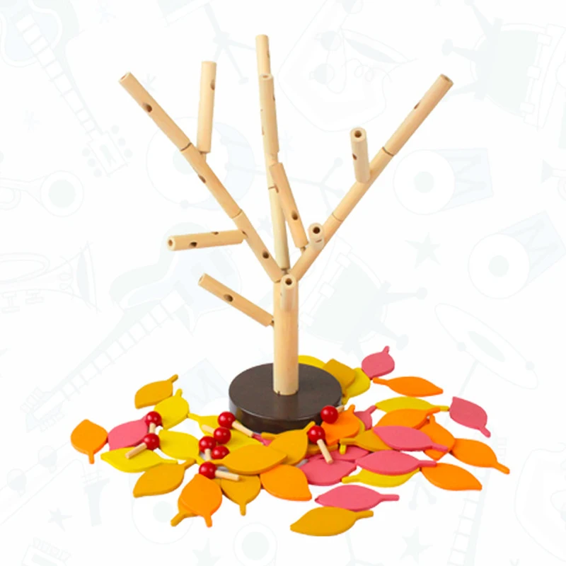 

Inserting Leaves 3D Tree Blocks Wooden Building Blocks Set Kids Early Educational Toy NSV775
