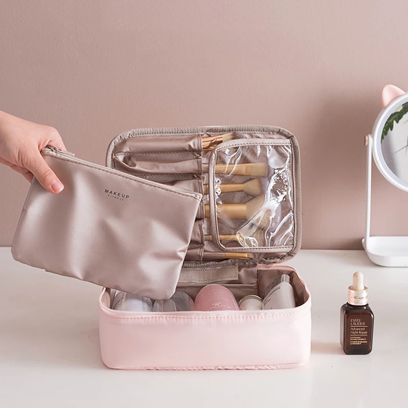 

Travel Cosmetic Bag Beautician Make Up Brush Storage Bags Women Organizer Waterproof Hand Bag High Capacity Toiletry Pouch