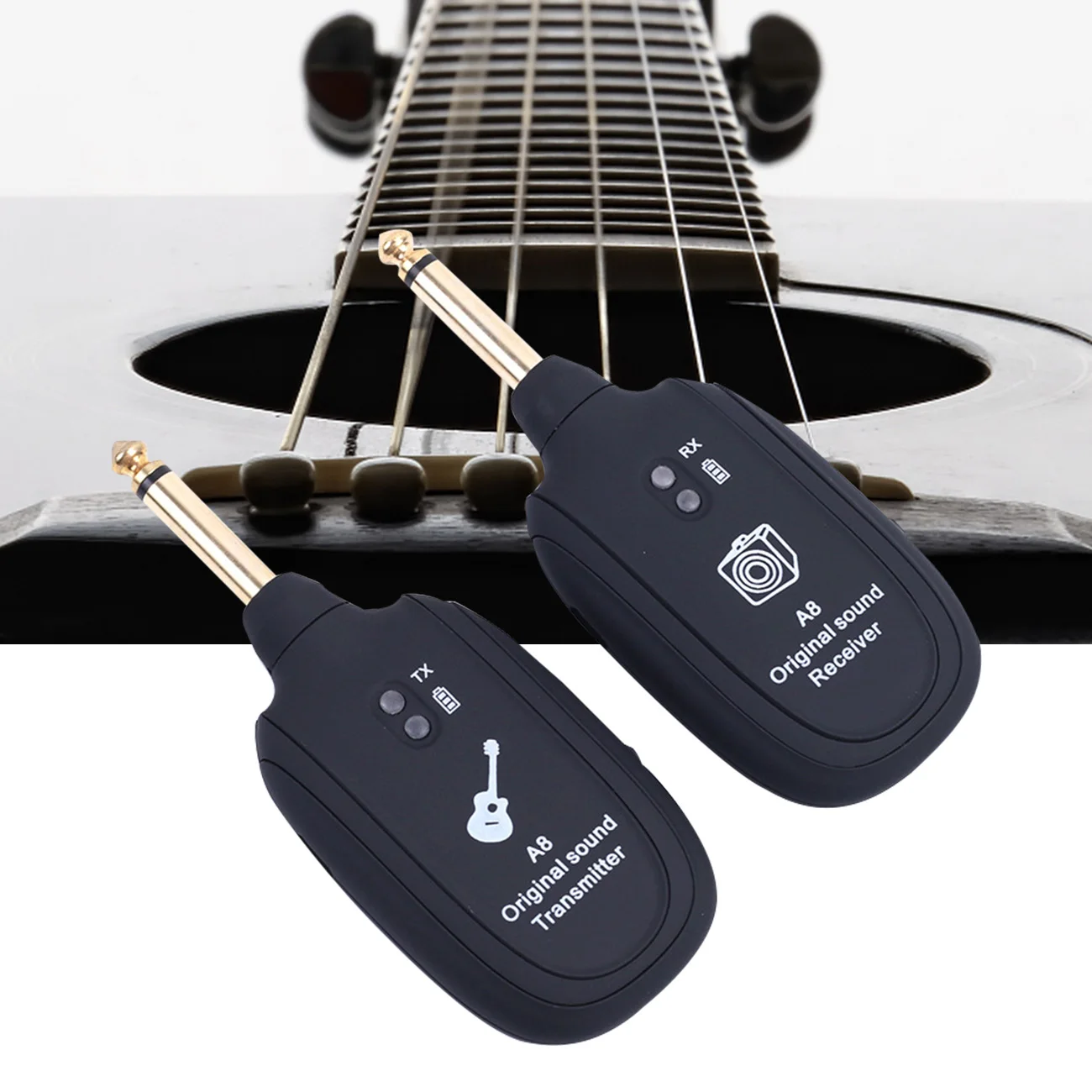 

2pcs UHF Guitar Wireless System Transmitter Receiver Wireless Original Sound Guitar Transmitter Built-In Rechargeable Battery