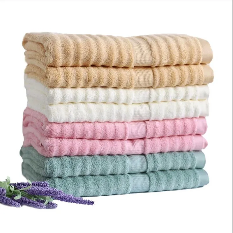 

New Wave Pattern Large Absorbent Bath Towel Bamboo Fiber Solid Color Cotton Towel Bathroom Supplies A Variety Of Colors Optional