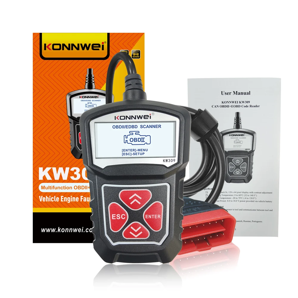 Автомобильный диагностический сканер KW309 OBDII OBD2 универсальный прибор для