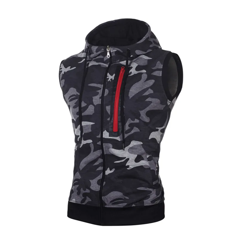 NaranjaSabor 2020 New Mens Camouflage Vest Spring Summer Military Hooded Sleeveless Sweatshirt Male Fashion Brand Clothing N638 | Мужская