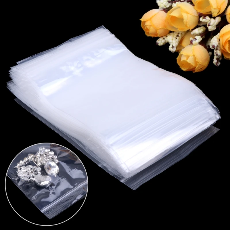 

100pcs Resealable Plastic Seal Zip Lock Bags Transparent Clear Poly Bag 7cmx10cm