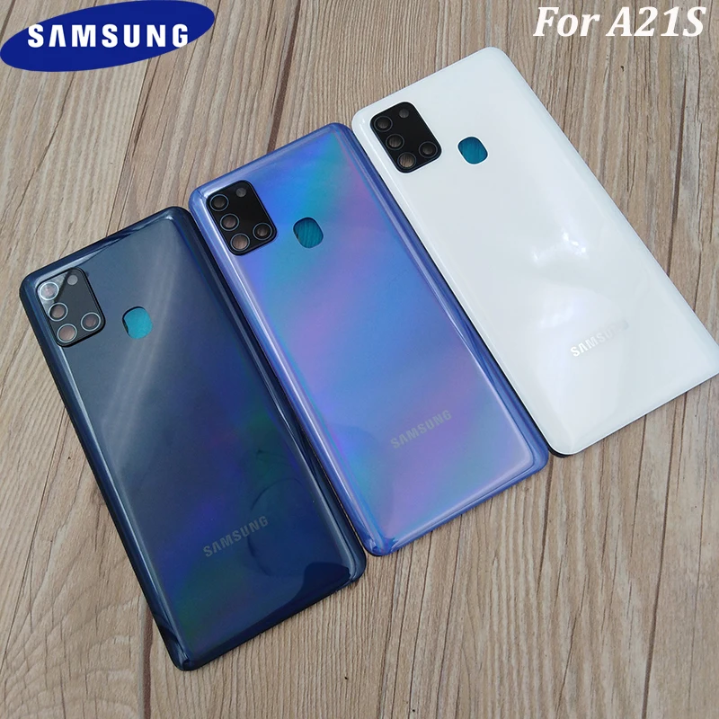 

Оригинальная задняя крышка батарейного отсека для Samsung Galaxy A21S A217 A217F, задняя панель, корпус, запасные части с рамкой для объектива камеры