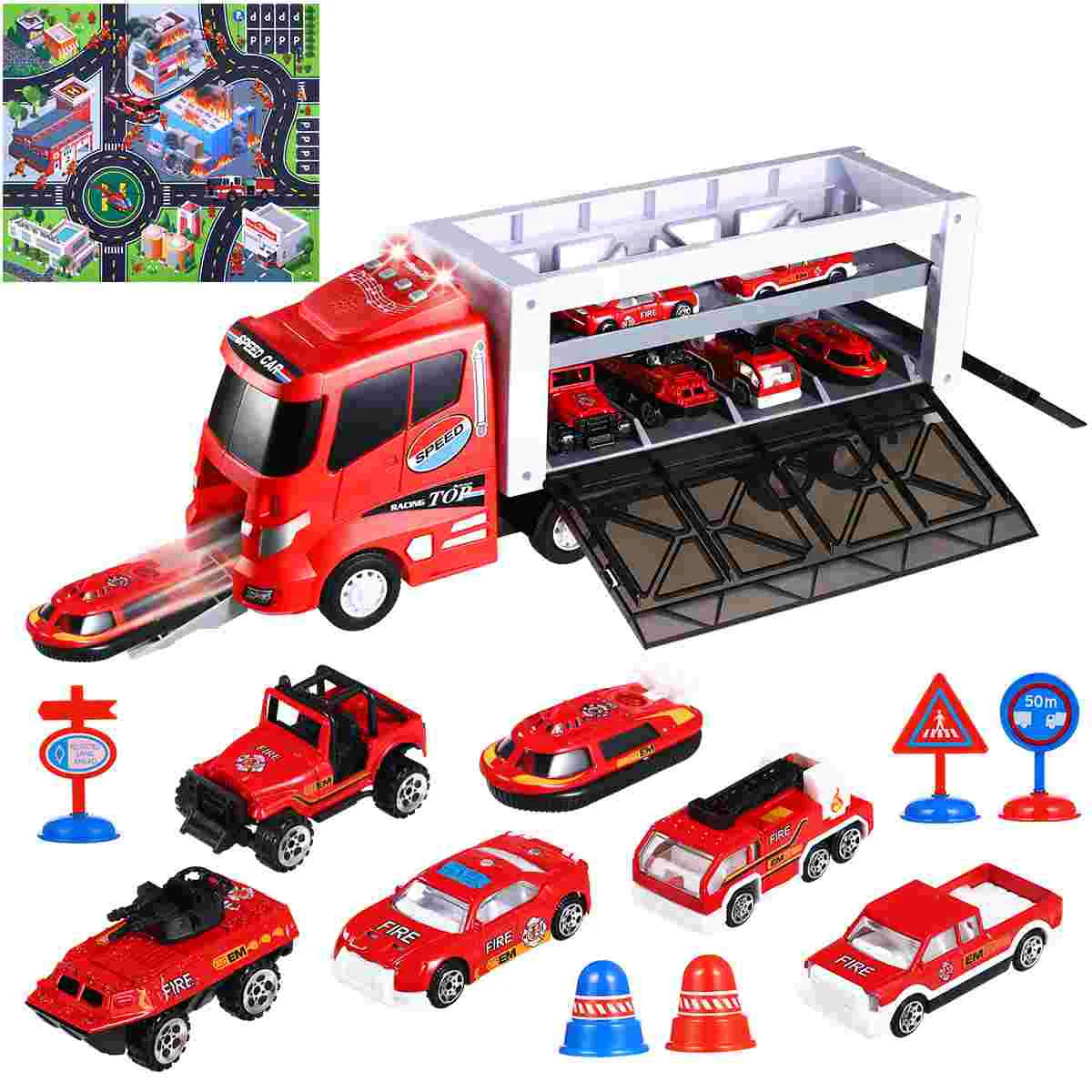 

iBaseToy 13PCS/PACK Alloy Fire Truck Set Vehicles for Boys Girls Children Gift