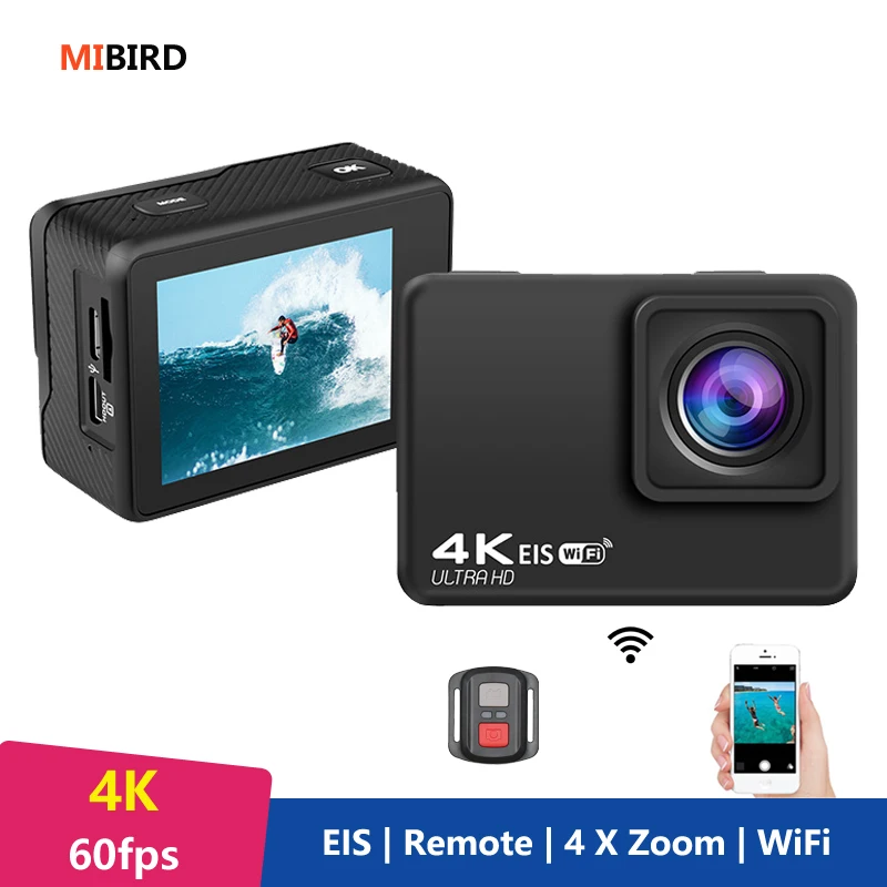 H10 Экшн камера EIS Anti Shake Ultra HD 4K / 60fps WiFi 2 0 дюйма 170D Подводная Водонепроницаемая на