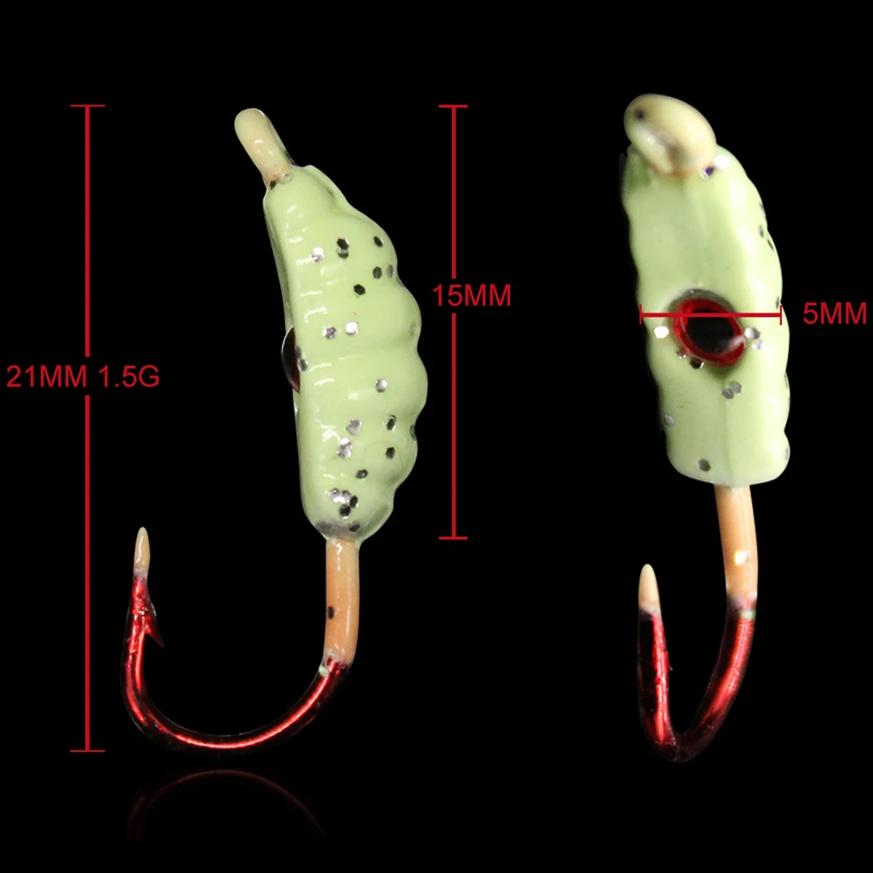 WALK FISH 6Pcs 21MM/1.5G Mini Winter Ice Jig Maggot Worm Metal Bait Sinking Lead Head Hook Fishing Lure Jigging Tackle - купить по