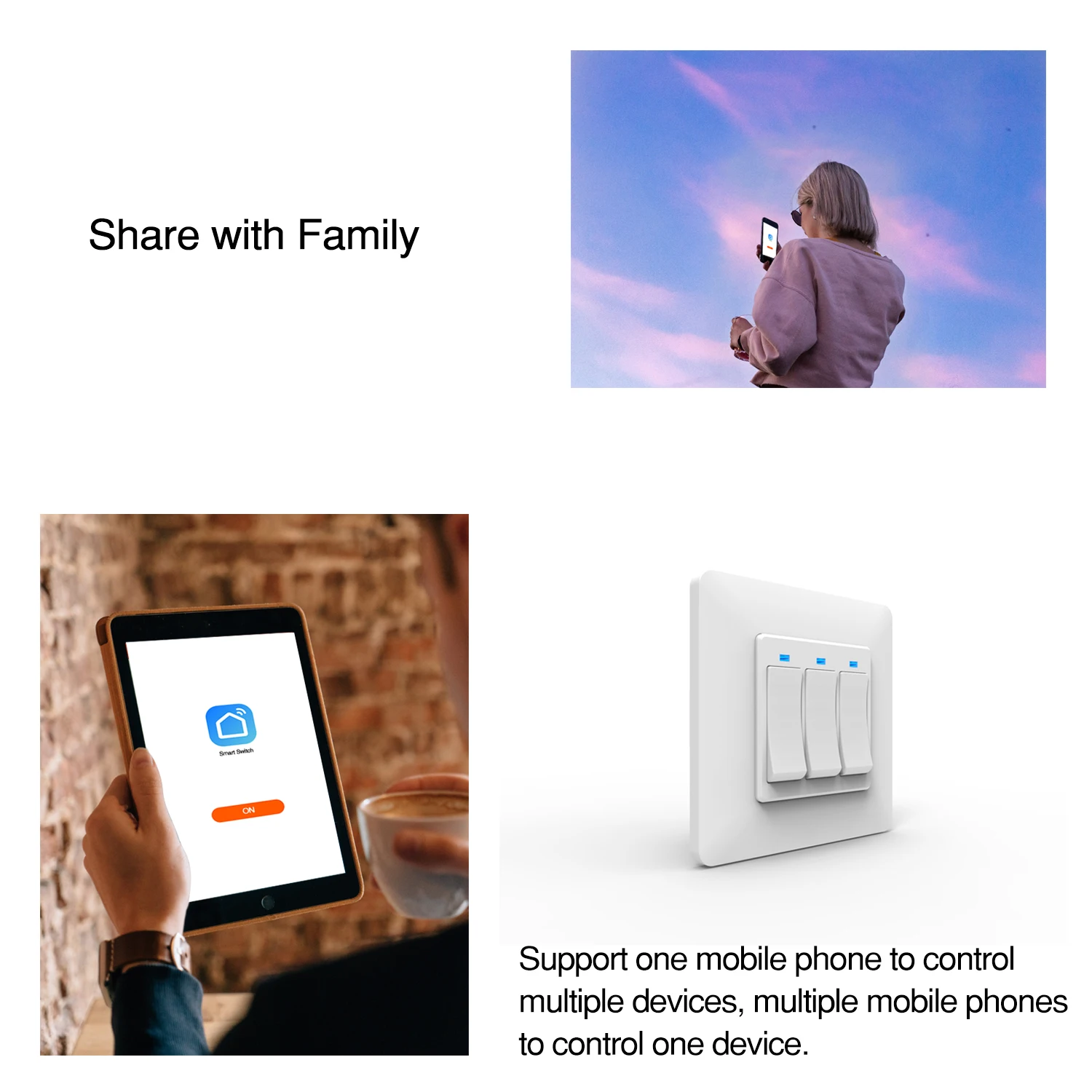 WiFi DE Smart кнопочный переключатель, 3 комплекта, съемный и съемный, приложение Smart Life Tuya, пульт дистанционного управления, работает с Alexa Google Home