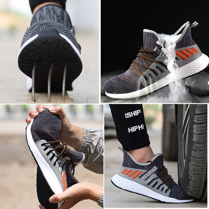 Зимняя Рабочая безопасная обувь модные кроссовки ультралегкие Мужские дышащие с