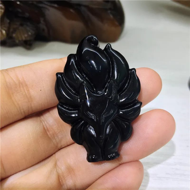 Натуральный обсидиан 9-хвостый Лисий кварц кристалл драгоценный камень Рейки