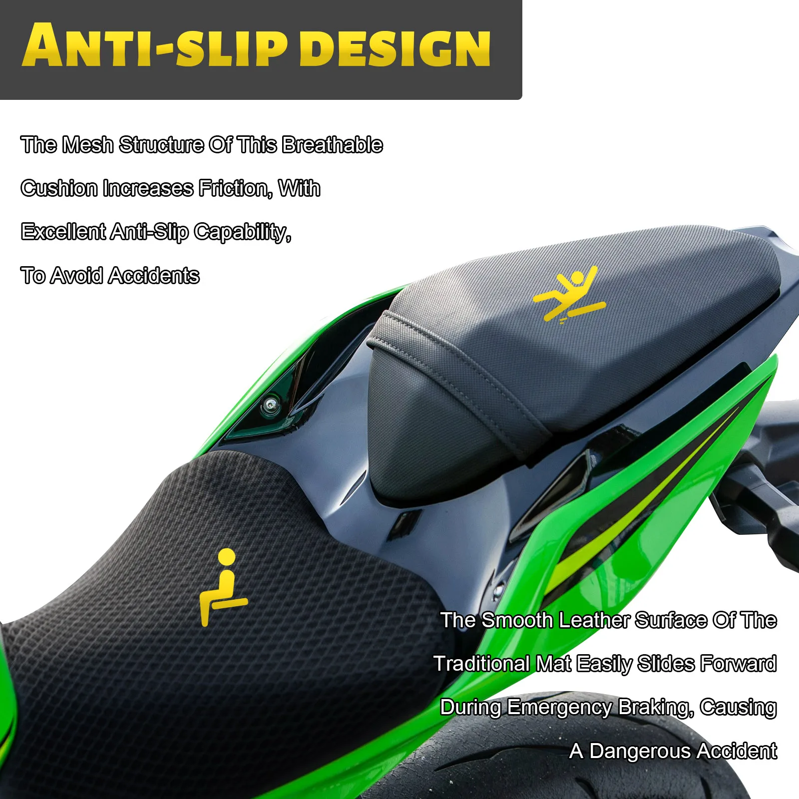 

Motorcycle Anti-Slip Mesh Fabric Breathable Seat Cover Waterproof Sun-proof Cushion FIT For Kawasaki NINJA 400