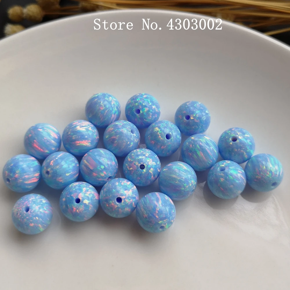 10 штук/лот 10 мм синтетические круглые шарики из опалового камня Cornflower Blue OP26 для создания украшений своими руками.