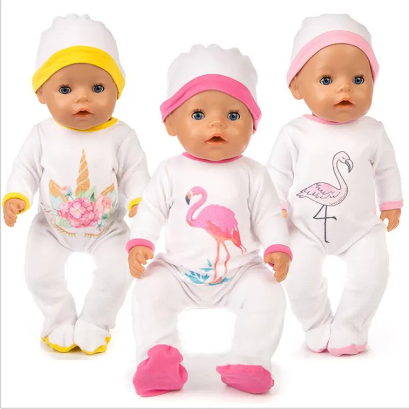 

Fit 18 inch 43cm Born Baby Doll Clothes Accessories Flamingo Unicorn pajamas Christmas dress suitFor Baby Birthday Festival Gift