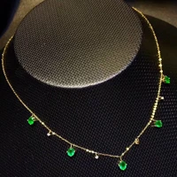 elegant simple water drop natural green emerald necklace natural gemstone pendant necklace s925 silver girls women party jewelry