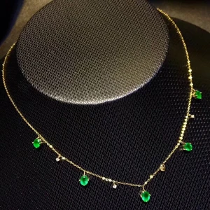 Elegant Simple water drop Natural green Emerald Necklace natural gemstone Pendant Necklace S925 silver girls women party Jewelry