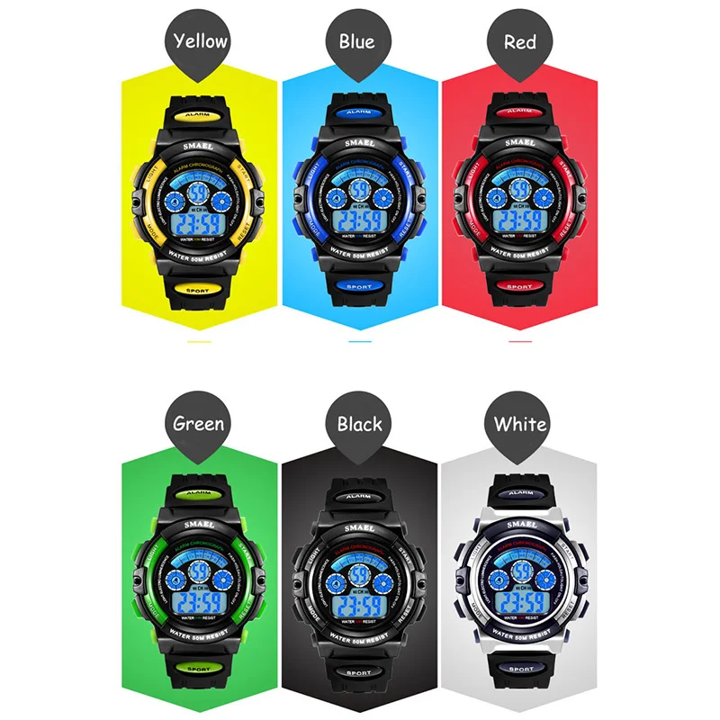 New Fashion Brand Smael Watches Led Digital Child Watch Student Sport 50M Waterproof Alarm Clock erkek kol saati | Наручные часы