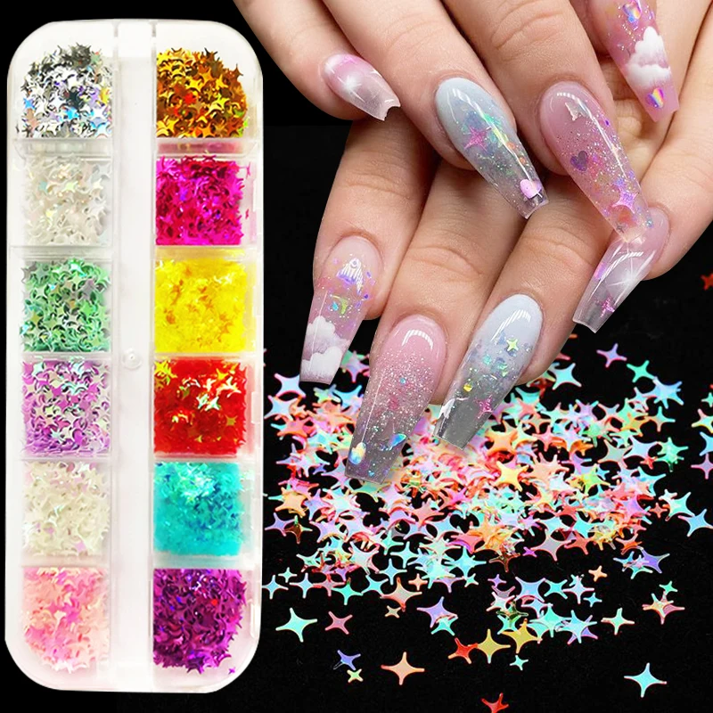 Зеркальные Блестки для ногтей в виде бабочки блестки украшение смешанные цвета