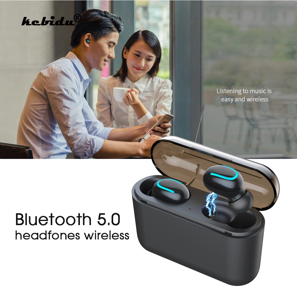 Kebidu Беспроводной Bluetooth 5 0 наушники вкладыши TWS с Q32 мини гарнитура для мобильного