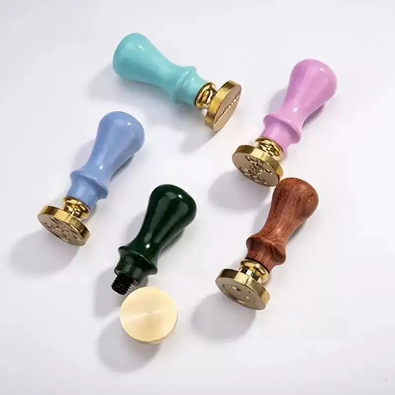 

Macaron Wood Handle Wax Seal Stamp Retro Antique Sealing Wax Stamps Handle Wedding Cards Scrapbooking Craft Supplies Material