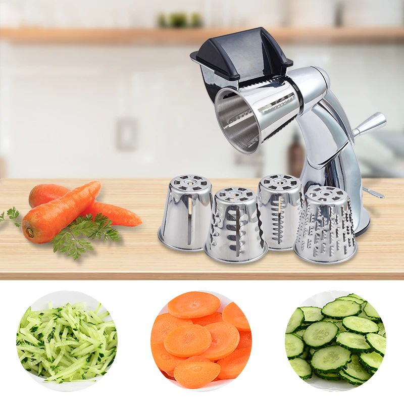 

Manual Vegetable Slicer Kitchen Gadget Accessories Vegetable Chopper Round Grater Cutter Potato Tools with 5 Chopper Blades