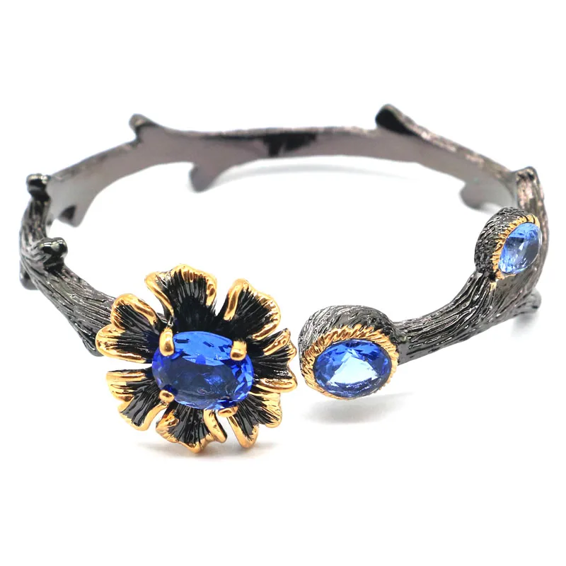 Уникальный Готический женский браслет 55x24 мм, 33 г, родолит, гранат, фиолетовый тананит, кунцит, классный черный металлический хип-хоп