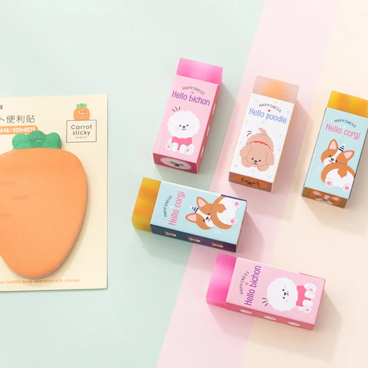 

2 шт. Симпатичный щенок мультфильм Прямоугольная форма Ластик Студенты канцелярские принадлежности офисные принадлежности школьный рисун...