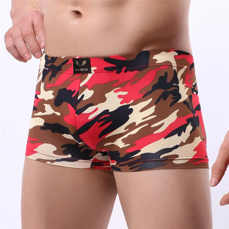 4PCS/Lot Men Underwear Camouflage Boxer Nylon Breathable Male Panties U Convex Men Boxer Shorts Calzoncillo Men Underpants
