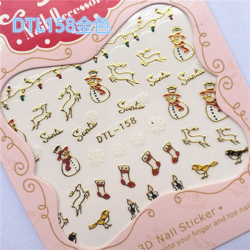 

1 sheet 2021 NEW Winter Christmas Slider Nail Decals Nail Art Sticker DIY Manicure Water Accessory Transfer Foil Xmas Gift