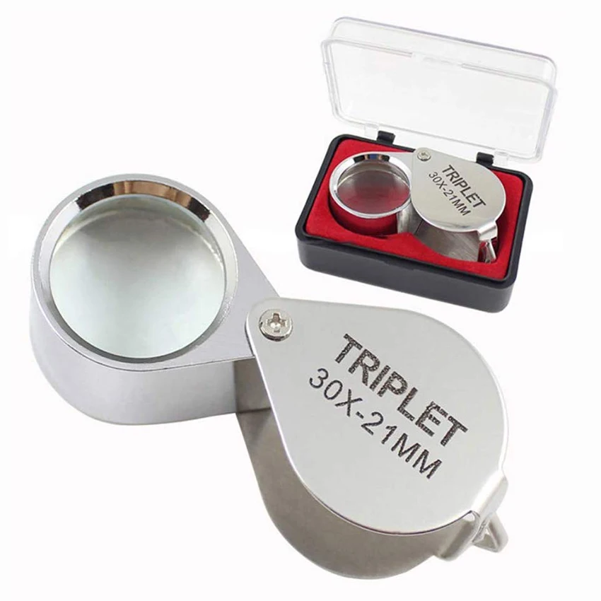 Складной портативный Ювелир Лупа металла 30X мощность 21 мм идентификации