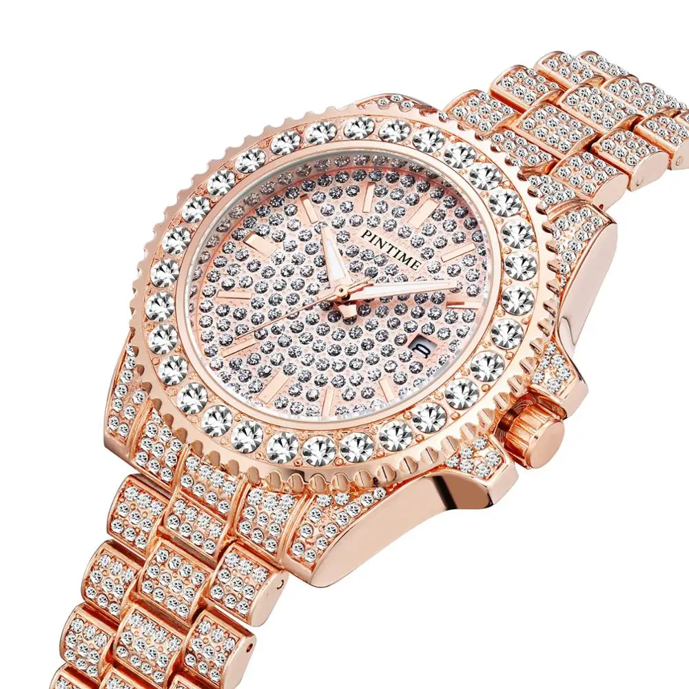 

Bling Diamond Iced Out Watch Men Gold Stainless Steel Hip Hop Mens Watches Top Brand Luxury Clock Relogio Masculino Reloj Hombre