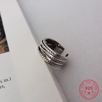 pure s925 sterling silver rings multi layer winding twist circle tetro opening adjustable fashion ring finger women jewelry