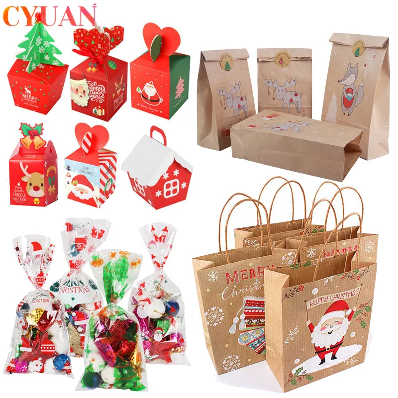 Рождественские подарочные пакеты Рождественская елка пластиковая упаковочная