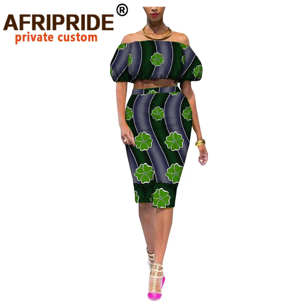 Африканский повседневный летний костюм из 2 предметов для женщин топ с коротким