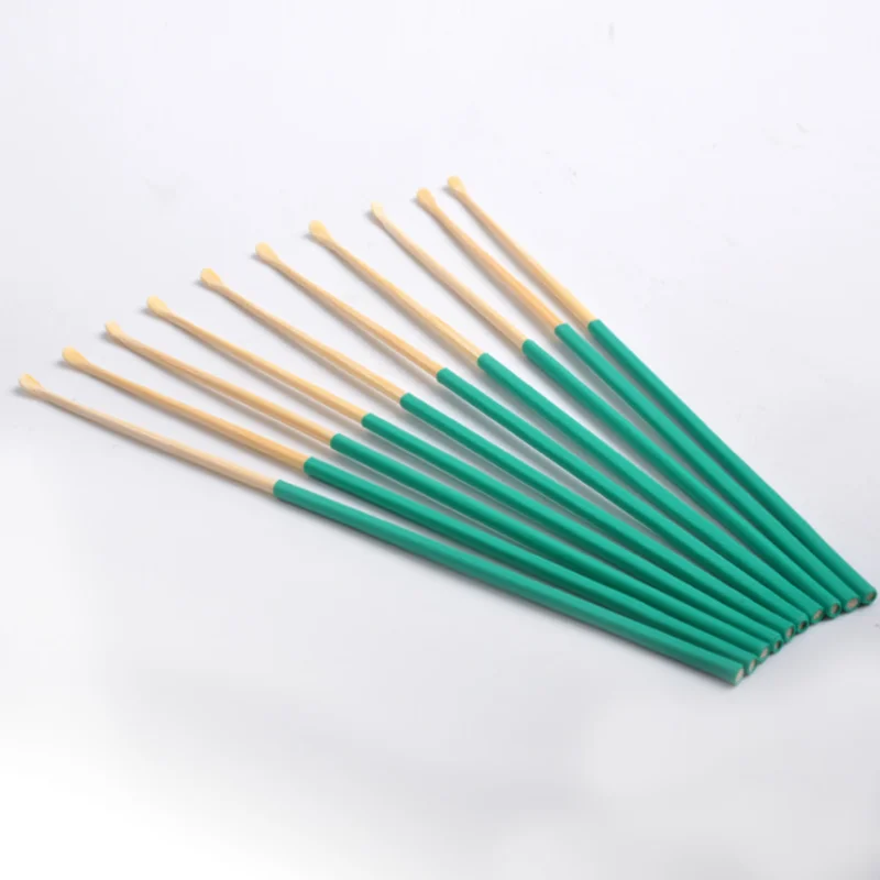 Бамбуковая деревянная ложка для чистки ушей противоскользящая Зеленая