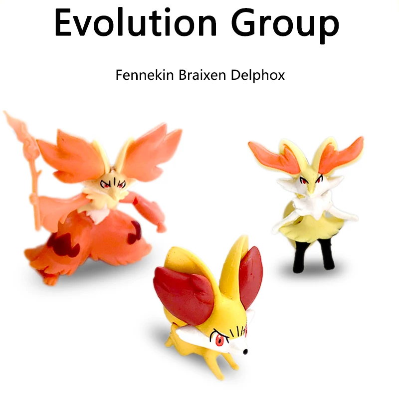 Evolution Group Fennekin Braixen Delphox Аниме Фигурки Коллекционная модель игрушки|Игровые