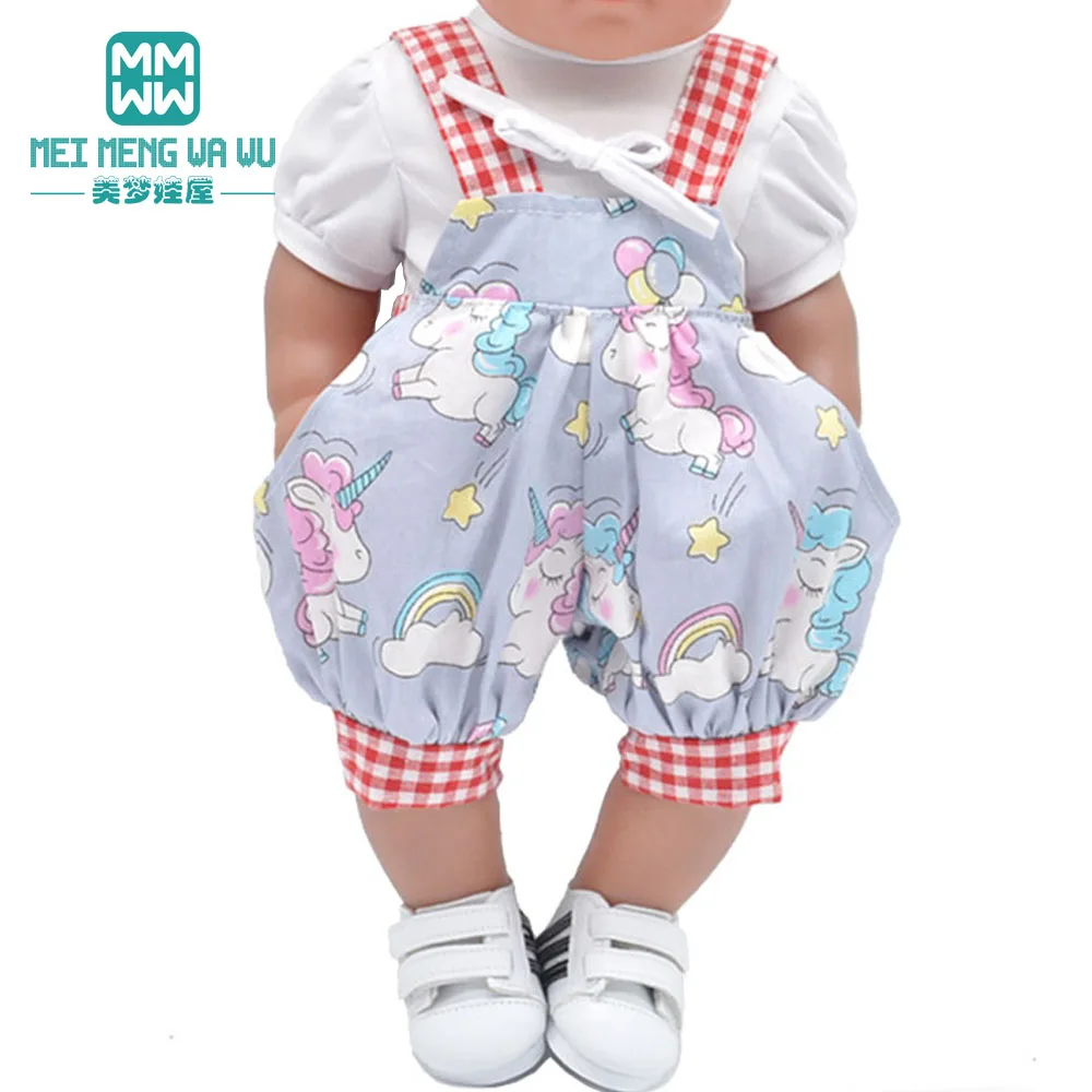 

Fits 43cm baby toy new born doll and 45cm American doll clothes Fashion cartoon suit Girl's gift